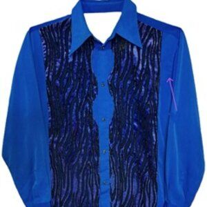 Mens Sparkly Velvet Flame Prince Shirt M 42